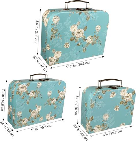 3 قطع من ثلاث قطع من حقائب الهدايا، حقيبة عتيقة، حقيبة من الورق المقوى على شكل زهرة، صندوق قبعة مع غطاء، متوسط، MMYS947229N013V6BD7QTU in Kuwait