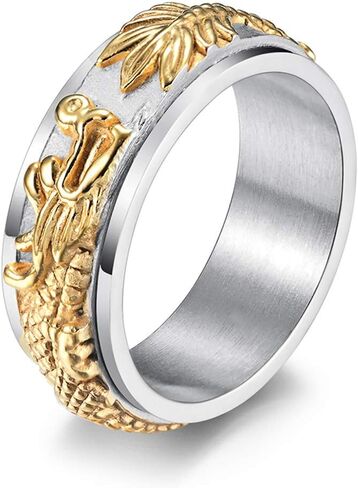 Stainless Steel Dragon Spinner Ring Vintage Punk Biker Band Rings for Men Women in Saudi Arabia