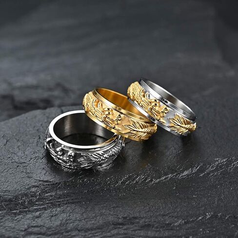 Stainless Steel Dragon Spinner Ring Vintage Punk Biker Band Rings for Men Women in Saudi Arabia