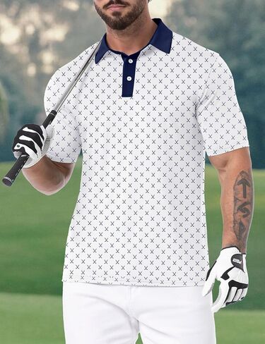Askdeer Men's Golf Polo Shirts Short Sleeve Performance Dry Fit Polo Shirt Moisture Wicking Casual Golf Shirts in Saudi Arabia