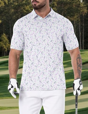 قمصان بولو جولف للرجال من Askdeer بأكمام قصيرة وأداء جاف وقميص بولو كاجوال ماص للرطوبة in Kuwait