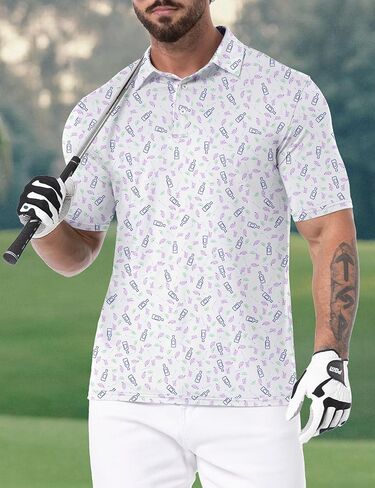 قمصان بولو جولف للرجال من Askdeer بأكمام قصيرة وأداء جاف وقميص بولو كاجوال ماص للرطوبة in Kuwait
