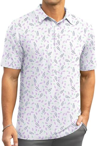 قمصان بولو جولف للرجال من Askdeer بأكمام قصيرة وأداء جاف وقميص بولو كاجوال ماص للرطوبة in Kuwait