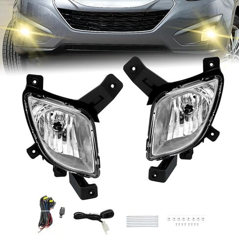 ضوء الضباب متوافق مع 2010 2011 2012 2013 2014 2015 Hyundai TUCSON IX35، زوج من مصابيح الضباب مع عدسة واضحة وتسخير الأسلاك in Kuwait