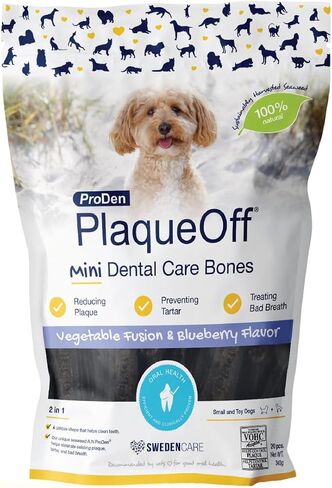 Proden Plaque Off Mini Dental Bones Vegetable Fusion and Blueberry 20 Count / 12 Ounces, Brown (PDDCB7) in Saudi Arabia