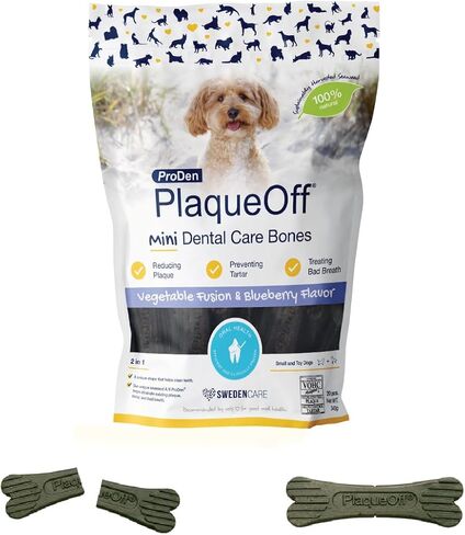 Proden Plaque Off Mini Dental Bones Vegetable Fusion and Blueberry 20 Count / 12 Ounces, Brown (PDDCB7) in Saudi Arabia