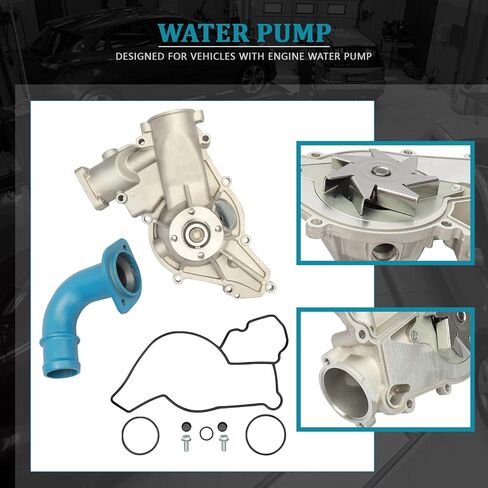 IRONTEK Engine Water Pump AW4114 Fit for Ford (1996 for F-250/1999-2003 for F-250 Super Duty/ 1996-1997 for F-350/1999-2003 for F-350 Super Duty) #1255930 252724 in Saudi Arabia