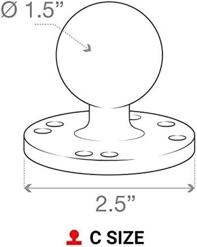لوحة مستديرة مثبتة على ذاكرة الوصول العشوائي مع كرة RAM-202U مع كرة مقاس C مقاس 1.5 بوصة in Kuwait