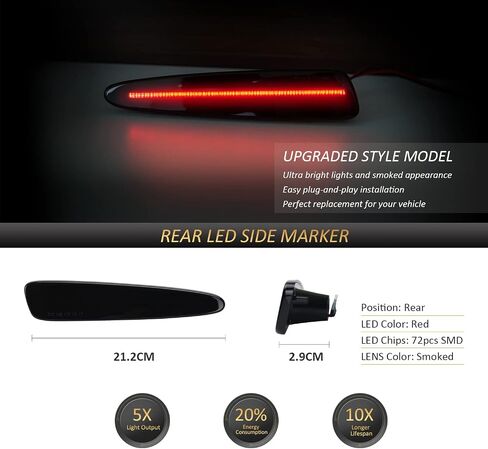 D-Lumina LED Side Marker Lights for Chevy Corvette C6 2005-2013 Amber & Red Front Rear Bumper Side Light Smoked Lens Sidemarker Replacement 4 Pieces in Saudi Arabia