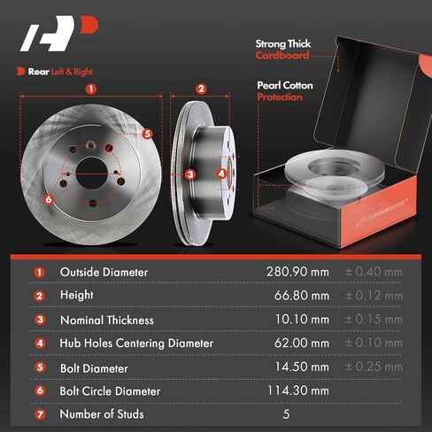 A-Premium Rear Drilled and Slotted Disc Brake Rotors + Ceramic Pads Kit Compatible with Select Lexus and Toyota Models - ES300h, ES350, Avalon 2013-2018, Camry 2012-2017, 6-PC Set in Saudi Arabia