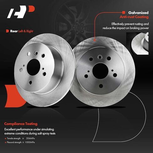 A-Premium Rear Drilled and Slotted Disc Brake Rotors + Ceramic Pads Kit Compatible with Select Lexus and Toyota Models - ES300h, ES350, Avalon 2013-2018, Camry 2012-2017, 6-PC Set in Saudi Arabia