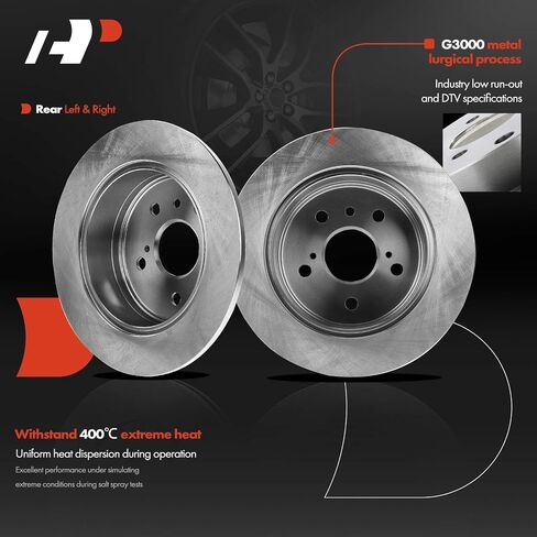 A-Premium Rear Drilled and Slotted Disc Brake Rotors + Ceramic Pads Kit Compatible with Select Lexus and Toyota Models - ES300h, ES350, Avalon 2013-2018, Camry 2012-2017, 6-PC Set in Saudi Arabia