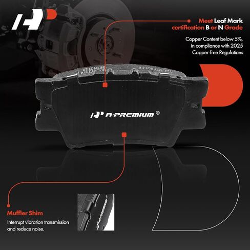 A-Premium Rear Drilled and Slotted Disc Brake Rotors + Ceramic Pads Kit Compatible with Select Lexus and Toyota Models - ES300h, ES350, Avalon 2013-2018, Camry 2012-2017, 6-PC Set in Saudi Arabia