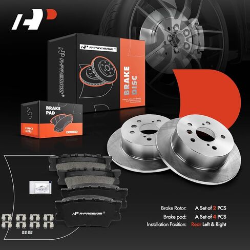 A-Premium Rear Drilled and Slotted Disc Brake Rotors + Ceramic Pads Kit Compatible with Select Lexus and Toyota Models - ES300h, ES350, Avalon 2013-2018, Camry 2012-2017, 6-PC Set in Saudi Arabia