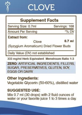 Secrets of the Tribe Clove Tincture Alcohol-Free Liquid Extract, Clove (Syzygium Aromaticum) Dried Flower Buds (2 FL OZ) in Saudi Arabia