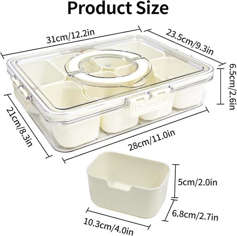 Divided Serving Tray with Lid and Handle-Clear Snack Box 8 Compartment Container for Portable Snack Platters,Organizer for Candy,Fruits,Nuts,Cookies etc-Perfect for Party,Wedding in Saudi Arabia