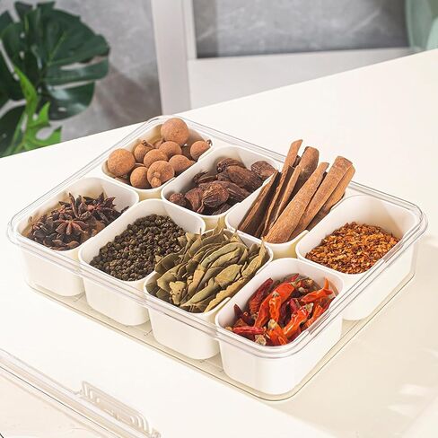 Divided Serving Tray with Lid and Handle-Clear Snack Box 8 Compartment Container for Portable Snack Platters,Organizer for Candy,Fruits,Nuts,Cookies etc-Perfect for Party,Wedding in Saudi Arabia