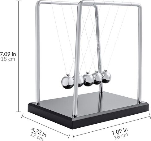 Toys4Boys Newtons Cradle Pendulum Balls، Newton Balls الحركية مع قاعدة خشبية سوداء لتزيين المكتب، أداة رائعة للحركة الحركية للمكتب للمنزل والمكتب، أداة الفيزياء العلمية in Saudi Arabia