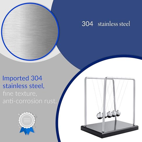 Toys4Boys Newtons Cradle Pendulum Balls، Newton Balls الحركية مع قاعدة خشبية سوداء لتزيين المكتب، أداة رائعة للحركة الحركية للمكتب للمنزل والمكتب، أداة الفيزياء العلمية in Saudi Arabia