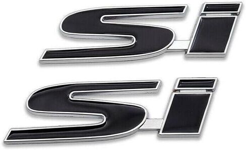 2Pc SI Badge Logo Front Grille Ornament Emblem Decal Sticker with 3M Adhesive Nameplate Suitable for SI Cars (Black) in Saudi Arabia