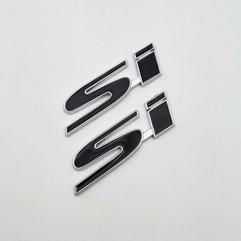 2Pc SI Badge Logo Front Grille Ornament Emblem Decal Sticker with 3M Adhesive Nameplate Suitable for SI Cars (Black) in Saudi Arabia