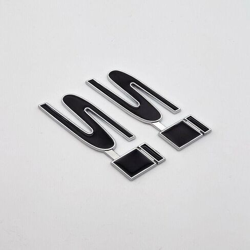 2Pc SI Badge Logo Front Grille Ornament Emblem Decal Sticker with 3M Adhesive Nameplate Suitable for SI Cars (Black) in Saudi Arabia