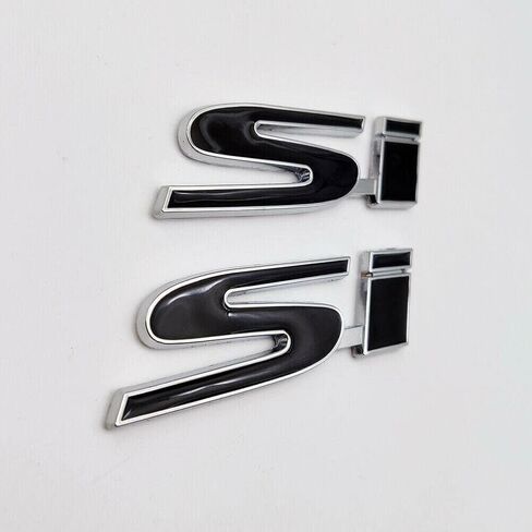 2Pc SI Badge Logo Front Grille Ornament Emblem Decal Sticker with 3M Adhesive Nameplate Suitable for SI Cars (Black) in Saudi Arabia