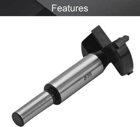 Utoolmart Forstner Drill Bits, 38mm Cemented Carbide Wood Cutter Tool, 90mm Length Woodworking Hinge Hole Cutter, with 10mm Straight Handle, (Black, Silver Tone), 1 Pcs in Saudi Arabia