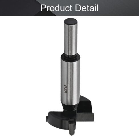 Utoolmart Forstner Drill Bits, 38mm Cemented Carbide Wood Cutter Tool, 90mm Length Woodworking Hinge Hole Cutter, with 10mm Straight Handle, (Black, Silver Tone), 1 Pcs in Saudi Arabia