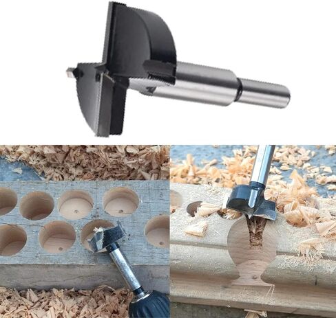 Utoolmart Forstner Drill Bits, 38mm Cemented Carbide Wood Cutter Tool, 90mm Length Woodworking Hinge Hole Cutter, with 10mm Straight Handle, (Black, Silver Tone), 1 Pcs in Saudi Arabia