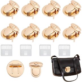 UNICRAFTALE 12 Sets Bag Tuck Lock Clasp Iron Catch Purse Thumb Lock Purse Buckle Fasteners Light Gold Big Round Lock Purse Metal Clasp Locks for DIY Craft Wallets Bag Leather Handbags Making