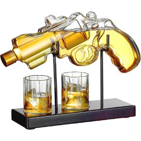 Gifts for Men Dad Fathers Day, Kollea Gun Whiskey Decanter Sets for Men, Revolver Pistol Liquor Holder Bottle Present, Unique Anniversary Birthday Gifts for Men Him, Cool Dispenser for Home Bar Party