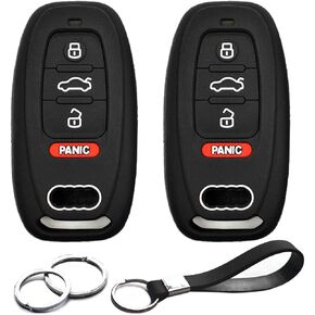 2pcs Compatible with Audi A1 A3 A4 A5 A6 A7 A8 A8 Q3 Q5 Q7 R8 RS5 RS7 S3 S4 S5 S6 S7 S8 SQ5 TT Quattro allroad Black Key Fob Cover Case Key Chain Protector Remote Holder