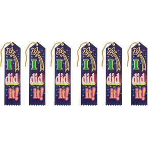 Beistle I Did it! Award Ribbons, 2 by 8-Inch, 6-Pack