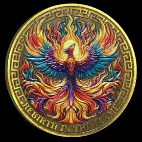 شريحة Phoenix Rising Sobriety - ميدالية استرداد AA ملونة مع صلاة الصفاء