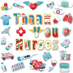 HOWAF Nurse Appreciation Decor - 38 Thank You Nurse Cut Outs for Border, Window Decor & Graduation Celebrations