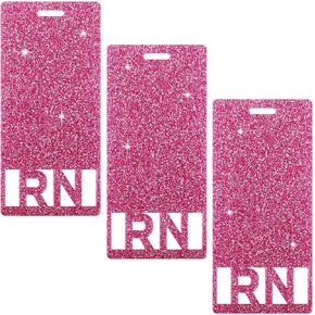 Registered Nurse RN Glitter Badge Buddy Vertical Badge Holder Registered Nurse Badge Accessories RN Badge ID Badge Holder for Women Coworkers Employee Nursing Students (Pink)