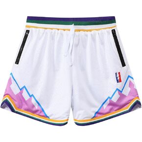 Men's Basketball Shorts Gym Athletic Short Mesh Double Layer Shorts with Zipper Pockets