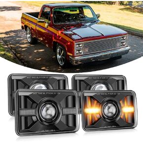 4X6 LED Headlights 100W 4PCS 1000% Brighter DOT Approved Z-Shape Cut-off Line H4651 H4652 H4656 H6545 Rectangular Hi/Lo Beam Compatible with Kenworth Peterbilt Chevrolet C10 Camaro Monte Carlo ect.