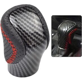Hacreyatu Automatic Gear Shift Knob for L-EXUS ES GS-450H GX IS-300 NX-300H RC-300 RX-350 2015-2021 PU Leather Shifter Handball (Bright Black+Black Leather)