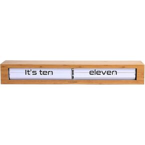 Cloudnola Texttime Wood Wall and Tabletop Flip Clock and Wall Decor, Bamboo and White, 24 inches Wide, Battery Operated Digital Display, Perfect for Living Room, Kitchen, Office and More!