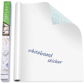 17.7" X 78.7" Large Whiteboard Sticker,Dry Erase Board Self Adhesive Wall White Board Sticker,Wall Decal Wall Paper White Boards Decals for Kids Education & DIY Works School Home Office Drawing