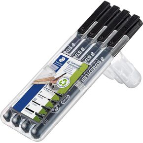 STAEDTLER 31-9WP4GS Lumocolor Pack of 4 Permanent Pens Markers with Assorted Tips, Black