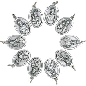 Pack of Ten 1" St. Peter and Paul Medals | Silver-Tone Metal Pendants | Great Catholic Gift for First Holy Communion and Confirmation | Add to DIY Chaplet or Religious Jewelry