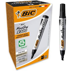 BIC Marking 2300 ECOlutions Box of 12 Permanent Markers Medium Chisel Tip Black