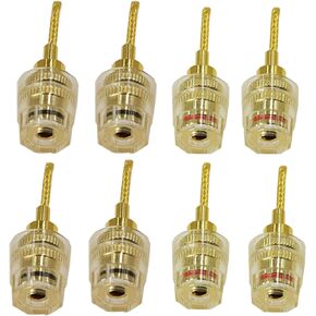 8Pack pin to Banana Female Screw-Type Connector Deadbolt Flex Pin Banana Adapter Plug to 4mm Female Bananas Jack Center Surround Wire for Spring Loaded Speaker Terminals Inputs