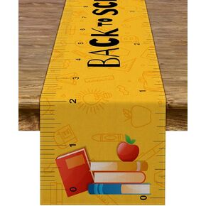 Pudodo Back to School Table Runner Ruler First Day of School Kids Students Classroom Party Dining Room Home Decoration (13" x 72")