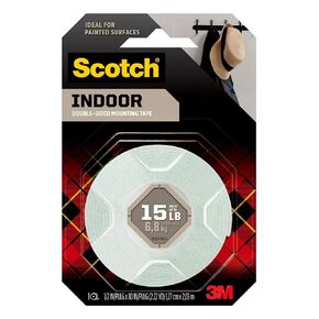 Scotch Indoor Double-Sided Mounting White Tape, 3/4 in x 75 in (6.25 ft), Features 3M Industrial Strength Adhesive, Delivers a Strong & Permanent Bond on Contact, No Mess or Tools (110)