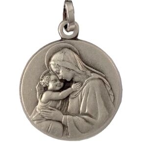 925 STERLING SILVER MADONNA WITH JESUS CHILD MEDAL - THE PATRON SAINTS MEDALS - 100% MADE IN ITALY