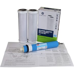 Genuine GE FX12P and GE TFM-24 or FX12M Replacement Filter Combo Pack for GE Model GXRM10RBL Reverse Osmosis RO Water System with Retail Box